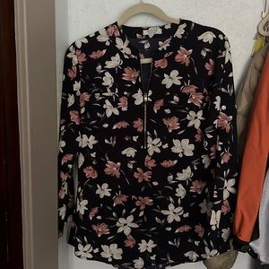 Navy Flowered Blouse